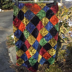 FSTOP Multi-Color Velour Plaid Skirt